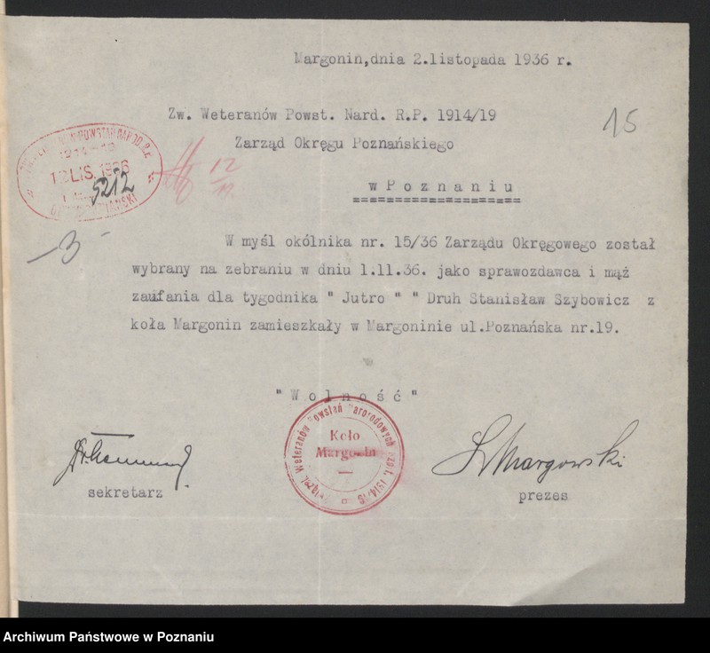 Obraz 20 z jednostki "Margonin, powiat Chodzież - akta koła."