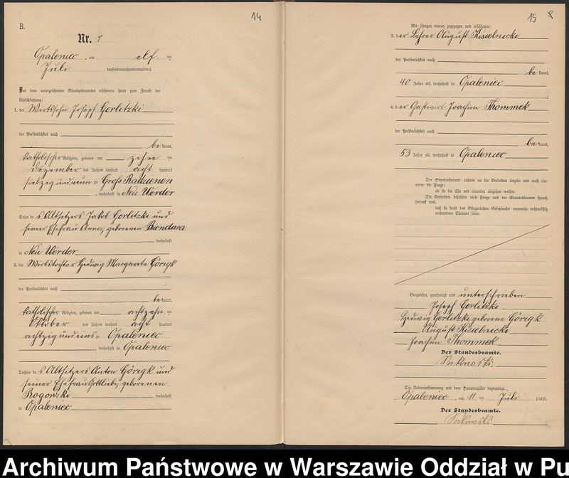 Obraz 11 z jednostki "Księga małżeństw parafii ewangelicko-augsburskiej w Opaleńcu"