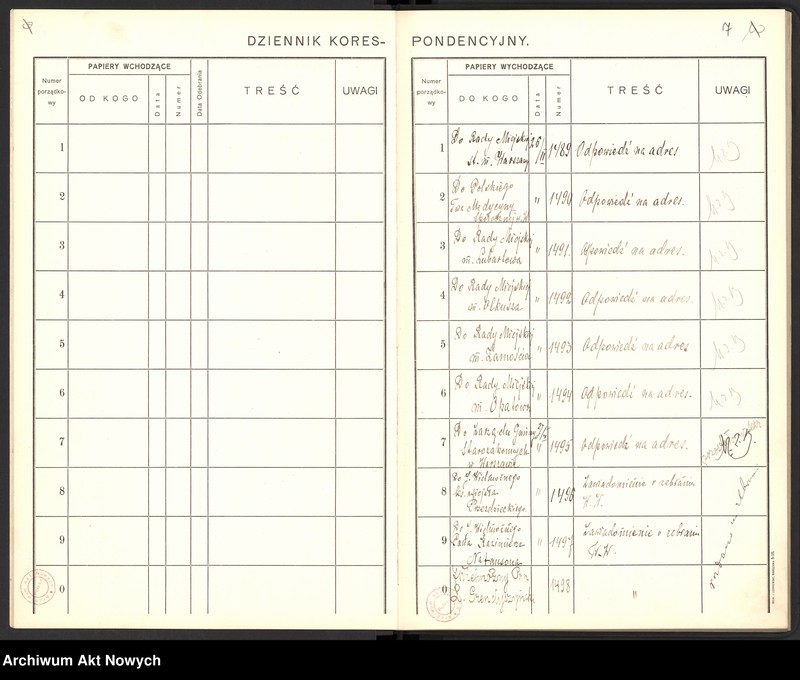 image.from.unit.number "Dziennik korespondencji przychodzącej i wychodzącej, t. I"