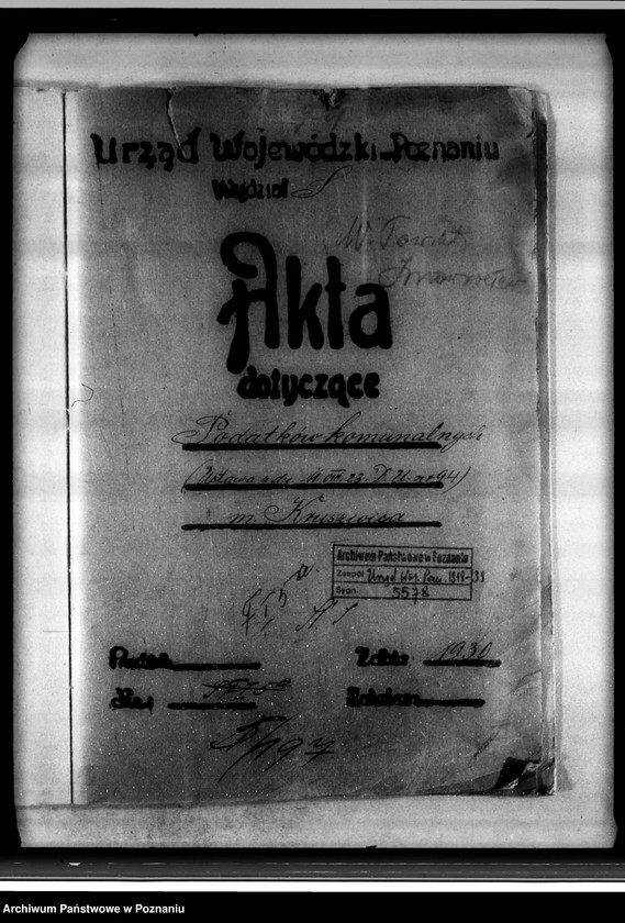Obraz 4 z jednostki "Miasto Kruszwica Podatki komunalne /Ustawa z dnia 11.8.1923 r. Dz. U nr 94/"