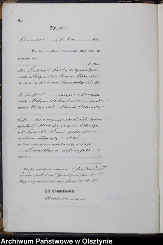 image.from.unit.number "Sterbe-Haupt-Register Tom I,Nr 75 - 140"