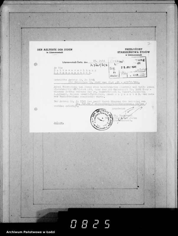 Obraz 11 z jednostki "J 1741-1760 [Wnioski Żydów z Getta o zwrot należności za towar wzięty na kredyt]"