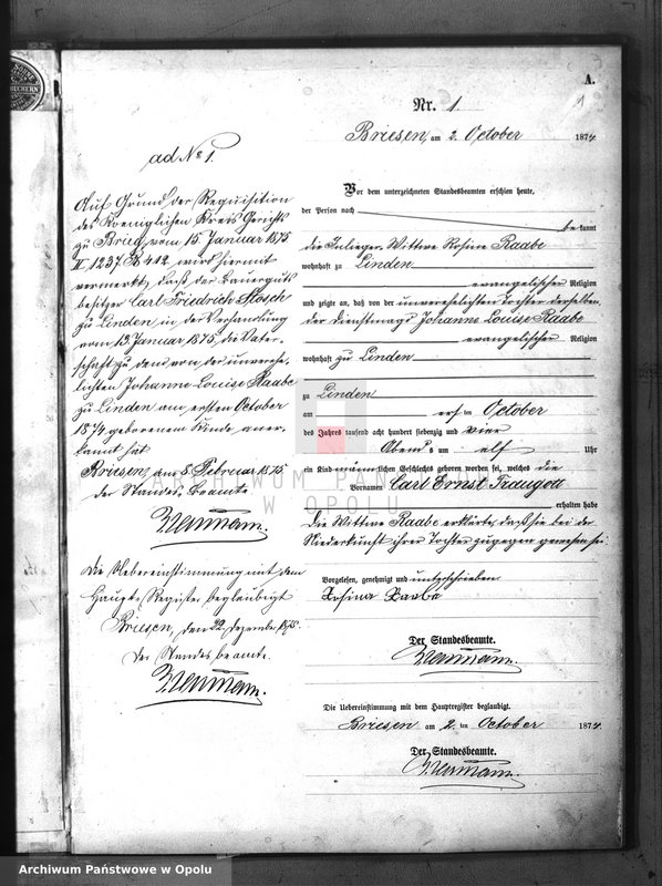 image.from.unit.number "Urząd Stanu Cywilnego Brzezina. Księga urodzeń wtóropis za 1874r."
