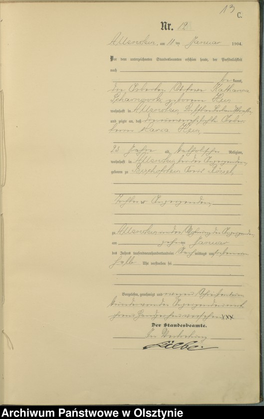 image.from.unit.number "Sterbe-Haupt-Register Tom I, Nr 1 - 398"