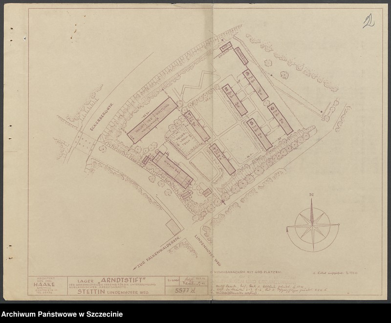 image.from.unit.number "Massiv - Barackenlager "Arndtstift" der Ausländerunterbringung e. V., Stettin, auf dem Sportplatz nördlich des Arndtstiftes am Lindenhoferweg- [Łękno, Pola Wincentego bn]"