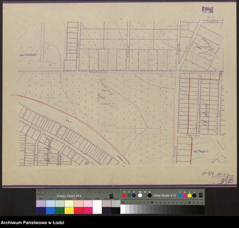 Obraz 1 z jednostki "Plan m. Łodzi 1:2000 z oznaczeniem podziału miasta na Obwody Komitetów Blokowych. Sekcja NO71"