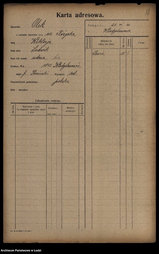 Obraz 19 z jednostki "[Spis ludności Łodzi] Olek-Olszenko"
