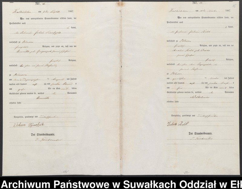 image.from.unit.number "Geburts-Haupt-Register des Königlichen Preussischen Standes-Amtes Kallischken Kreis Johannisburg"