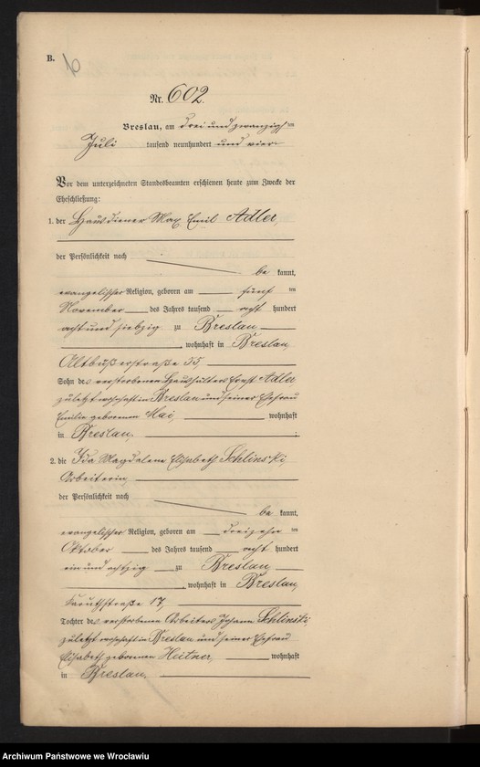 image.from.unit.number "Heiraths-Neben-Register Breslau I 1904 Band 4"