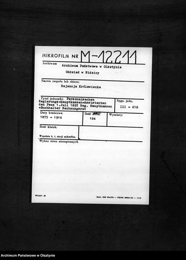 image.from.unit.number "Regierungs-Hauptkassen-Assistent den Penz [Richard] 1. Juli 1893 Reg.[ierungs] Hauptkassen-Buchhalter Rechnungsrat"