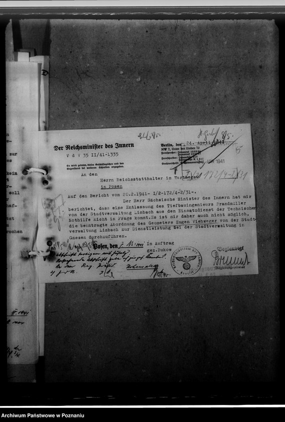 Obraz 9 z jednostki "Viehweger, Otto - Abordnung und Brandmüller - Tiefbau- Ing. u.-k- Stellung für Gnesen"