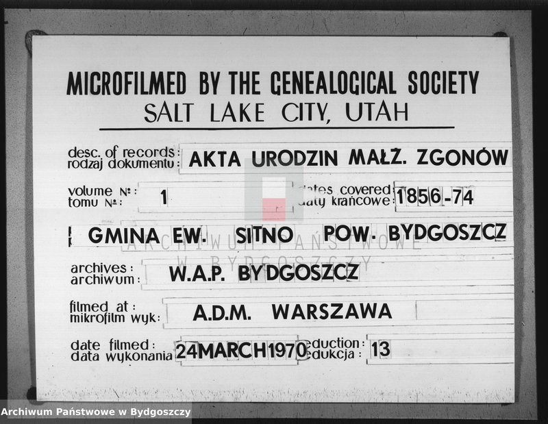 Obraz z zespołu "Akta metrykalne ewangelicko-unijnej gminy wyznaniowej w Sicienku, pow. Bydgoszcz"