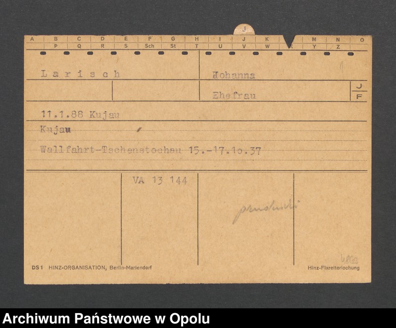 Obraz 3 z jednostki "[Larisch Johanna, ur. 11.01.1888 r. Kujau]"