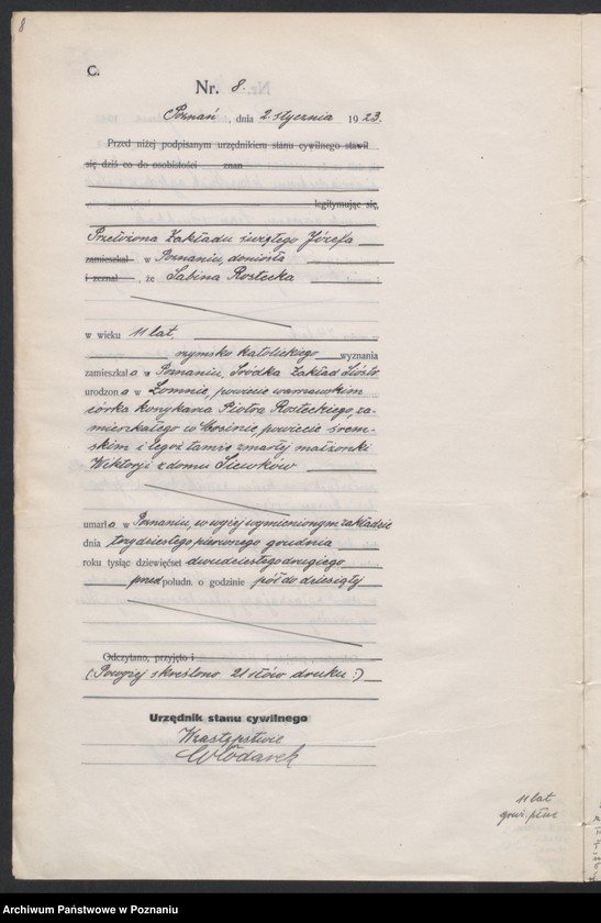 Obraz 10 z jednostki "Księga miejscowa zgonów tom I [Rejestr główny zgonów]"