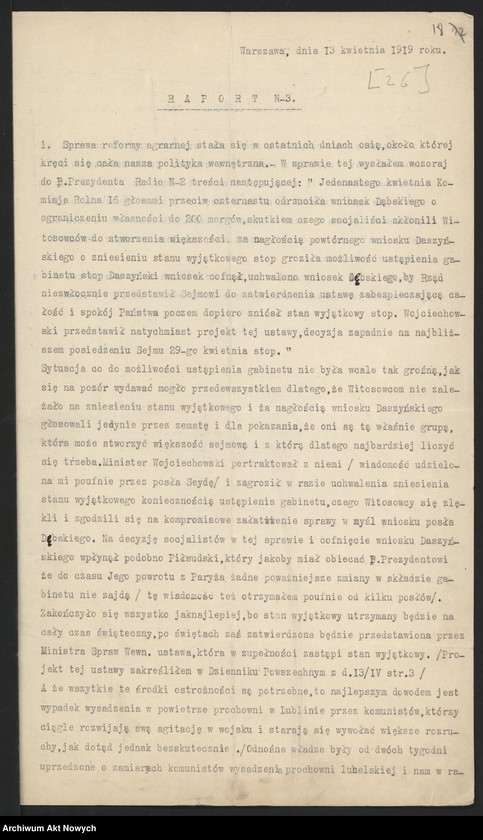image.from.unit.number "Raporty polityczne, wiadomości różne z Warszawy i Paryża; "Pro Memoria""