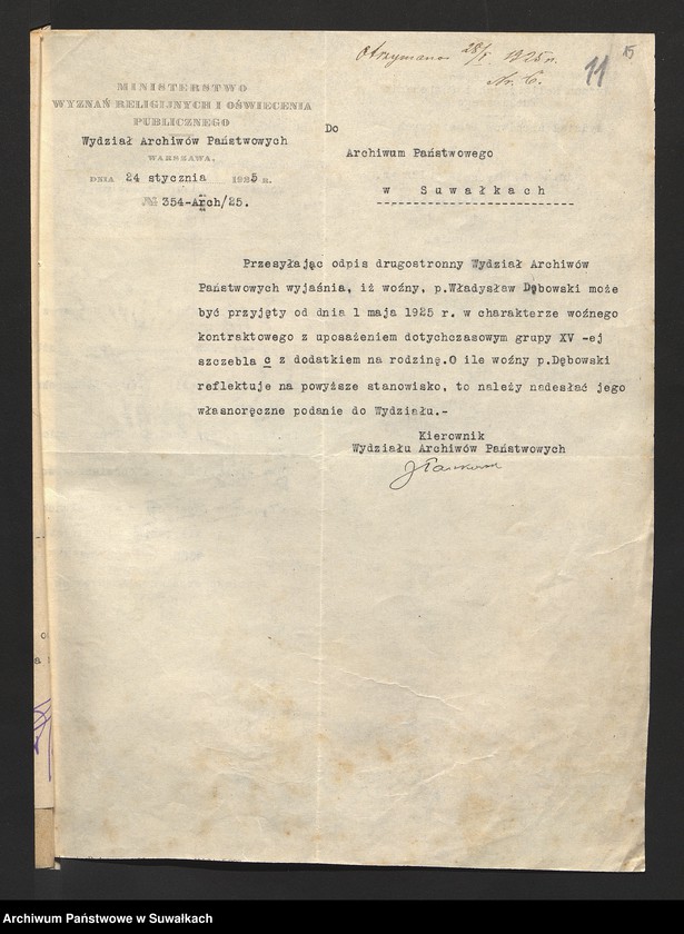 image.from.unit.number "[Korespondencja w sprawie danych personalnych woźnego Władysława Dębowskiego]"