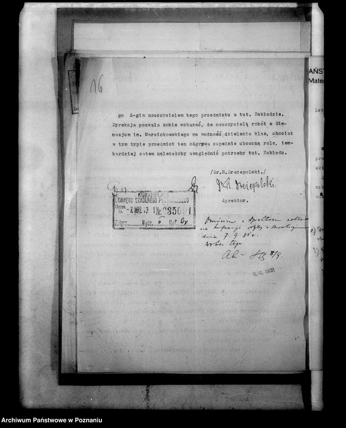 Obraz 20 z jednostki "Państwowe Gimnazjum imienia Bergera- Poznań [protokół egzaminu eksternistów i spisy abiturientów]"