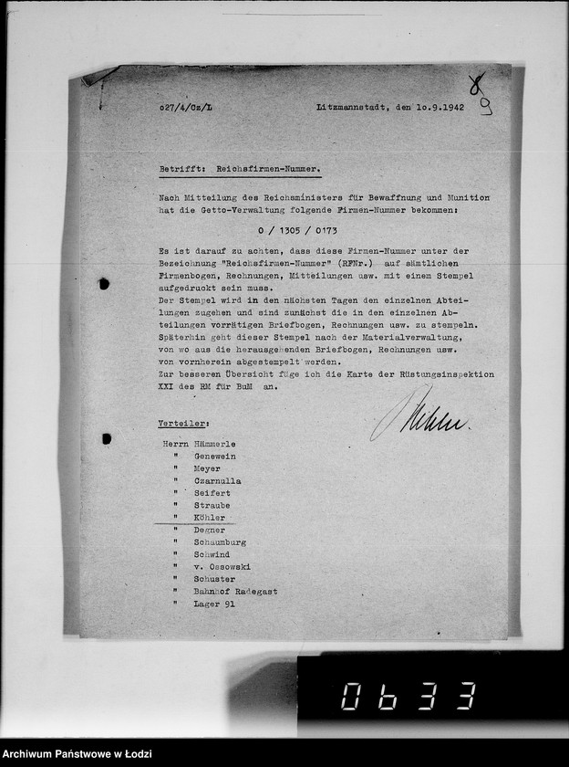 Obraz 14 z jednostki "Anordnungen und Umläufe an alle Abteilungsleiten Getto-Verwaltung"