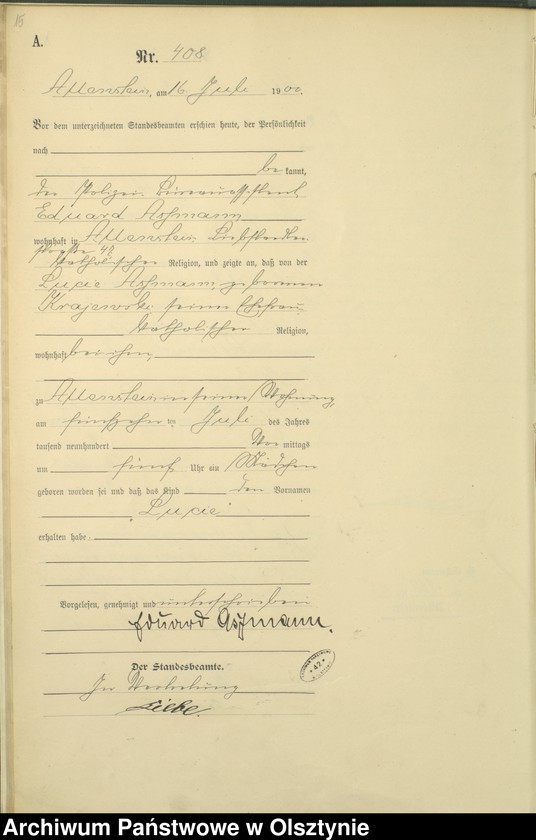 image.from.unit.number "Geburts-Haupt-Register Tom II,Nr 395 - 726"