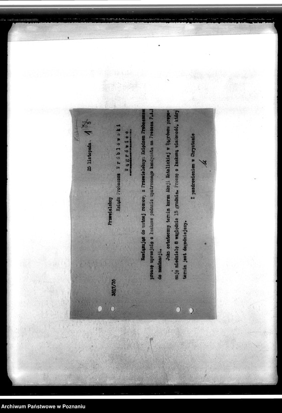 Obraz 5 z jednostki "Korespondencja dotycząca działalności Parafialnych Akcji Katolickich oraz organizacji kursów i zjazdów powiatowych inteligencji"