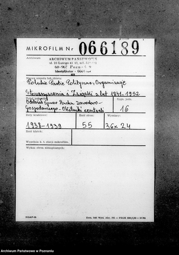 Obraz 2 z jednostki "Oddział Spraw Ruchu Zawodowo-Gospodarczego - Okólniki centrali"