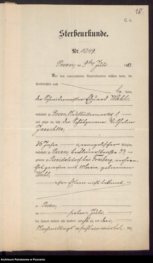 Obraz 20 z jednostki "Die von den Verlobten beigebrachten Urkunden zur Eheschliessung pro 1898"