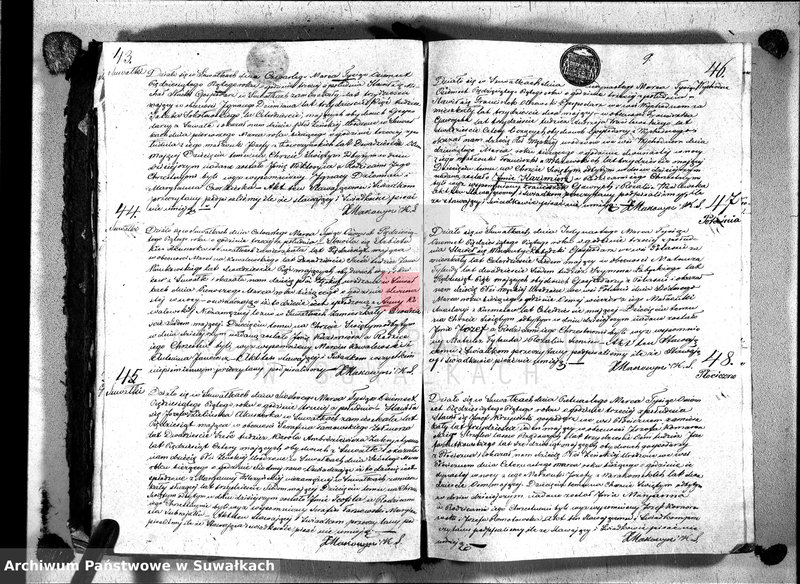 image.from.unit.number "Duplikat akt urodzeń, małżeństw i zgonów wyz. rzym. - kat. w Suwałkach 1855r."