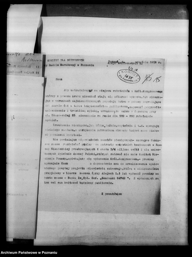 Obraz 18 z jednostki "Schronisko dla Królewiaków- korespondencja związana z utrzymaniem schroniska dla uchodźców z Królestwa."