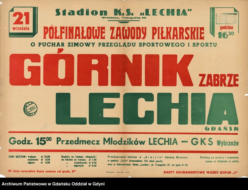 Obraz 7 z kolekcji "Afisze i plakaty wydarzeń sportowych organizowanych w Gdańsku w latach 50. i 60. XX w.111"