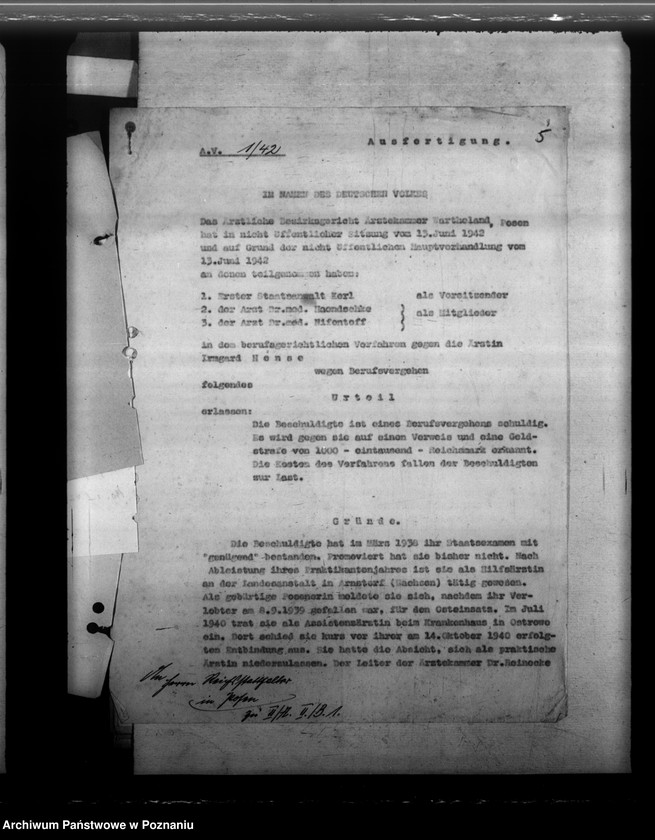 Obraz 9 z jednostki "Berufsgerichtliche Verfahren gegen Ärzte"