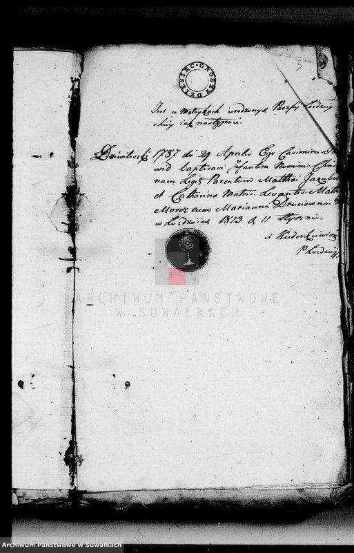 image.from.unit.number "Anexa do Aktów Urzędnika Stanu Cywilnego Gminy Święto-Jezierskiej Na rok 1813"