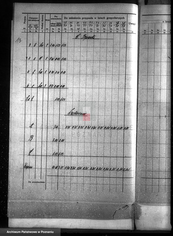 image.from.unit.number "Plan urządzenia gospodarstwa leśnego dla lasu majętności Przyborówko powiat szamotulski 1929-1939"