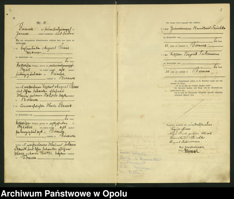 image.from.unit.number "Urząd Stanu Cywilnego Bierawa Księga małżeństw rok 1907-09"