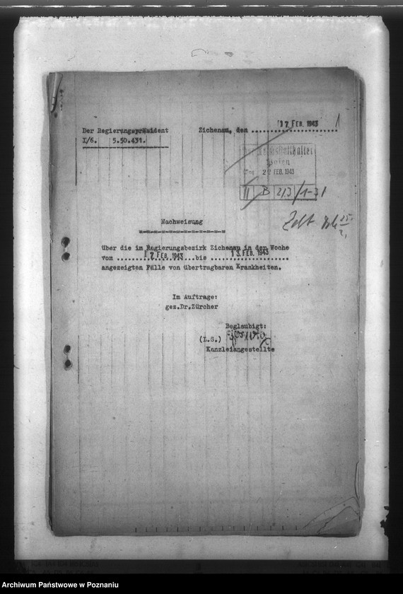 Obraz 5 z jednostki "Nachweisung von übertragbaren Krankheiten im Regierungsbezirk Ziehenau"