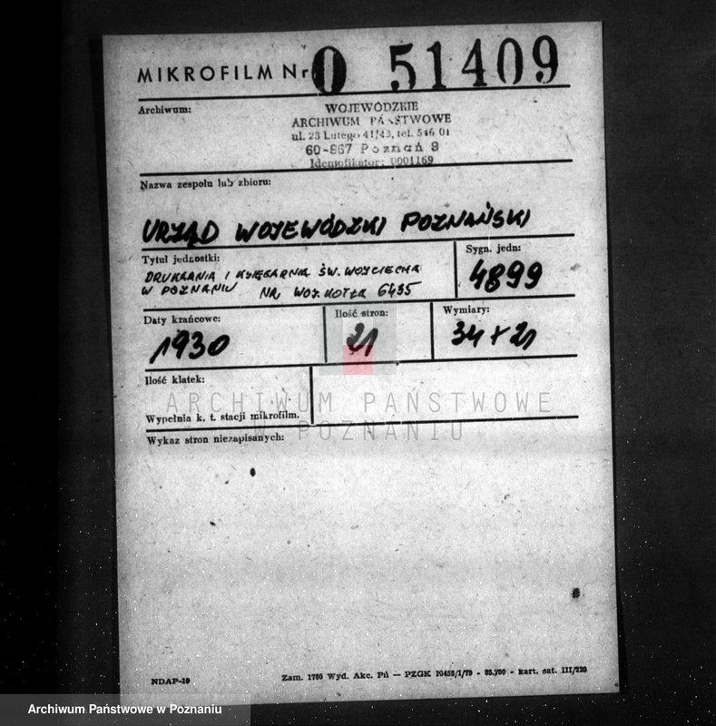 Obraz 2 z jednostki "Drukarnia i księgarnia św. Wojciecha w Poznaniu nr woj. 6435"