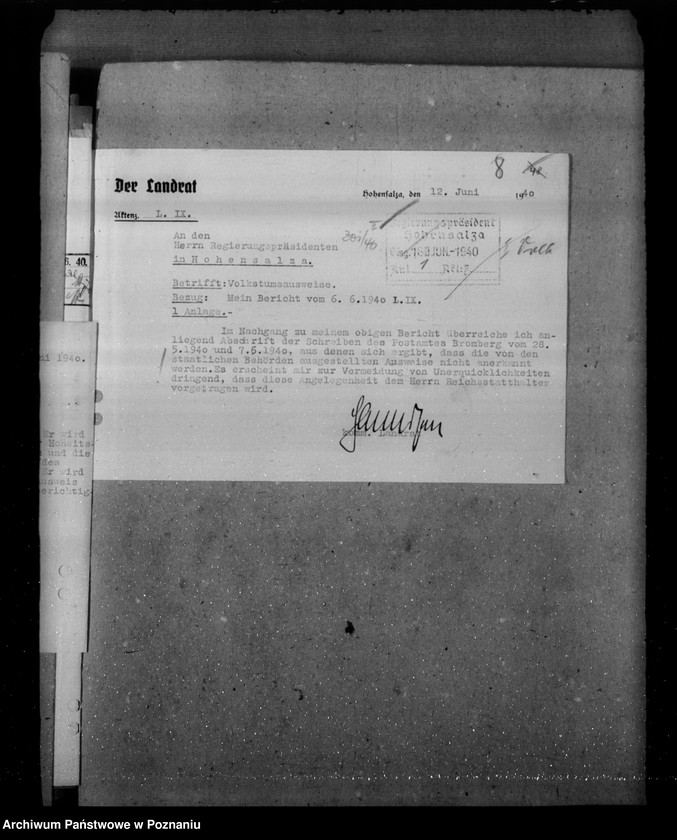 Obraz 12 z jednostki "Zarządzenia i korespondencja w sprawie zaświadczeń o pochodzeniu niemieckim"