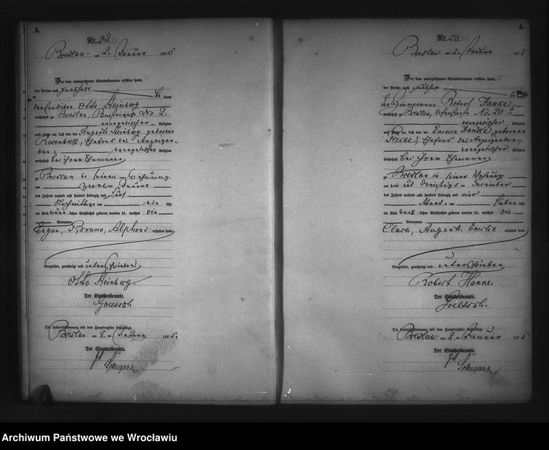 Obraz 14 z jednostki "Geburts-Neben-Register Breslau I 1875 Band 1"