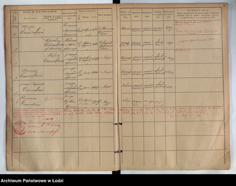 Obraz 7 z jednostki "[Księga ludności stałej m. Łodzi guberni piotrkowskiej nr domu 1240-1252e]"