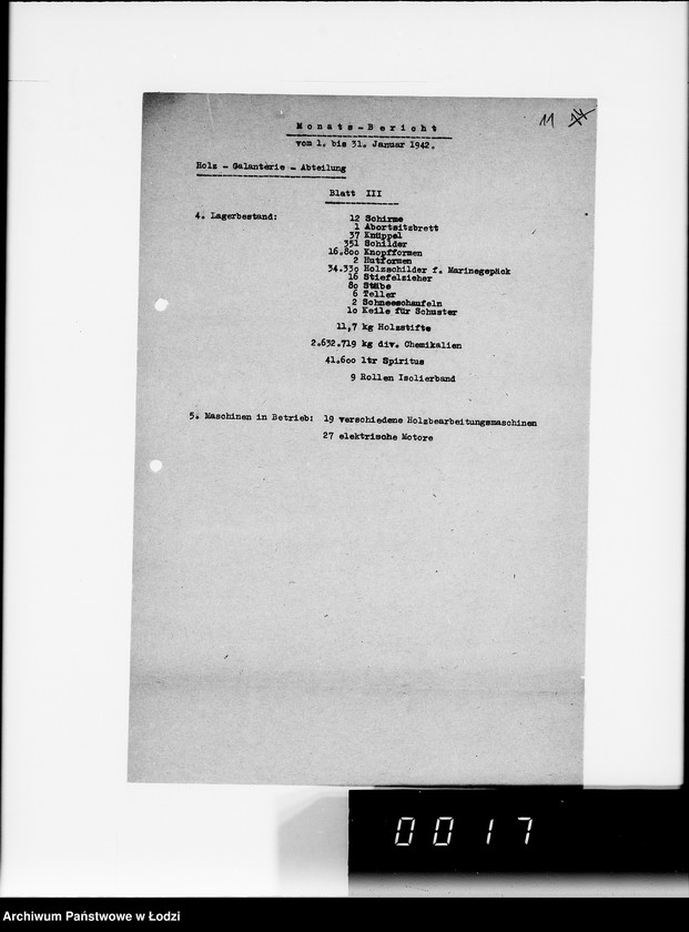 Obraz 15 z jednostki "Organisations im Getto. [Sprawozdania z działalności resortów i wydziałów administracji gettowej; produkcja, ruch ludności, sprawy policyjne]"