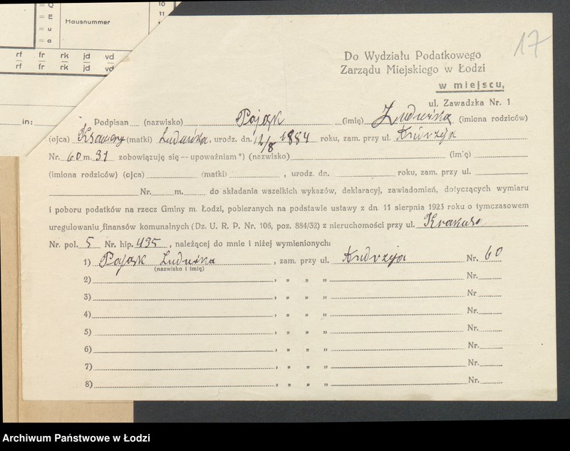 image.from.unit.number "Księga inwentarzowa nieruchomości m. Łodzi ul. Krakusa"