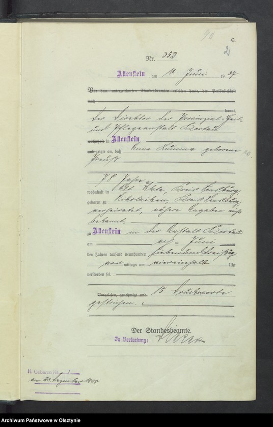 image.from.unit.number "Sterbe-Haupt-Register Tom II, Nr 352-717"