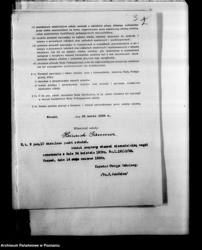 Obraz 7 z jednostki "Prywatna Szkoła Powszechna z niemieckim językiem nauczania Wronki powiat Szamotuły"