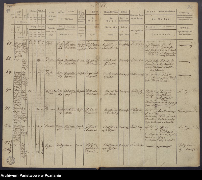 Obraz 13 z jednostki "[Akta urodzeń i chrztów, zgonów i pogrzebów, zapowiedzi i ślubów]"