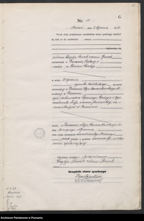 Obraz 17 z jednostki "Księga miejscowa zgonów tom I [Rejestr główny zgonów]"