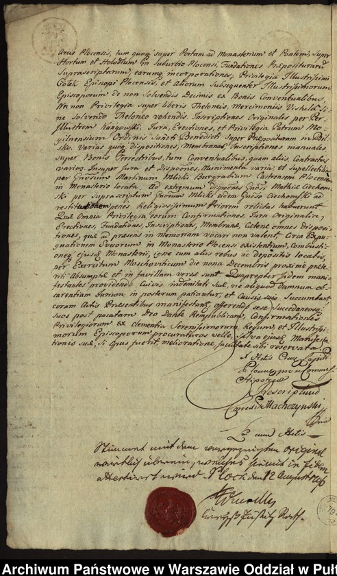 image.from.unit.number "Ekstrakt z ks. gr. płockich manifestacji konwentu z 1706 r., stwierdzającej, że wszystkie dokumenty znajdujące się w klasztorze płockim spłonęły 9 grudnia 1705 r. spalone przez wojska moskiewskie"