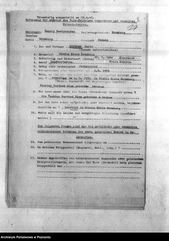 Obraz 12 z jednostki "Amtliche Meldungen. Amtsbezirke Fordon, Falkenberg, Slesin, Monkowarsk - Kreis Bromberg (Bydgoszcz)"