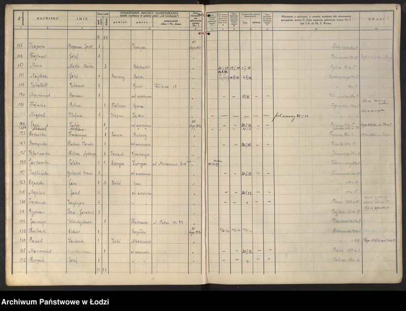 Obraz 10 z jednostki "Księga kontroli ruchu ludności (rejestr osób przybywających do gminy) Łódź, komisariat I, nr 1-2004"