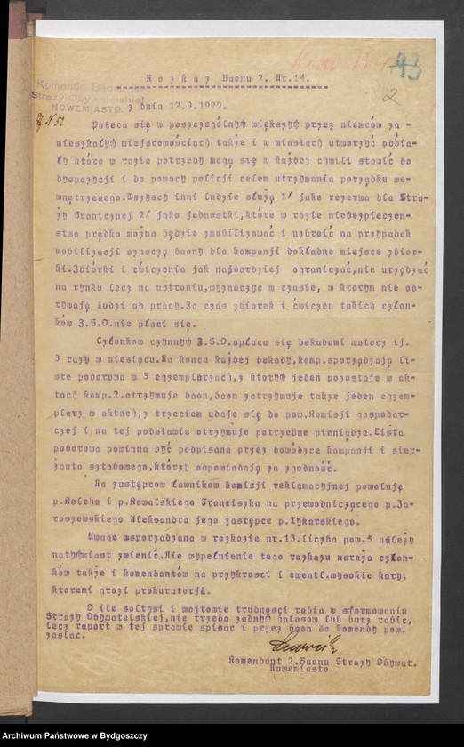image.from.unit.number "Rozkazy [wewnętrzne i tajne wydane przez Komendę Powiatową Zachodniej Straży Obywatelskiej w Nowym Mieście]"