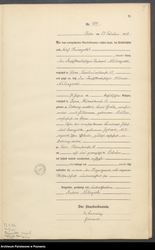 Obraz 17 z jednostki "Księga miejscowa zgonów tom II [Rejestr główny zgonów]"