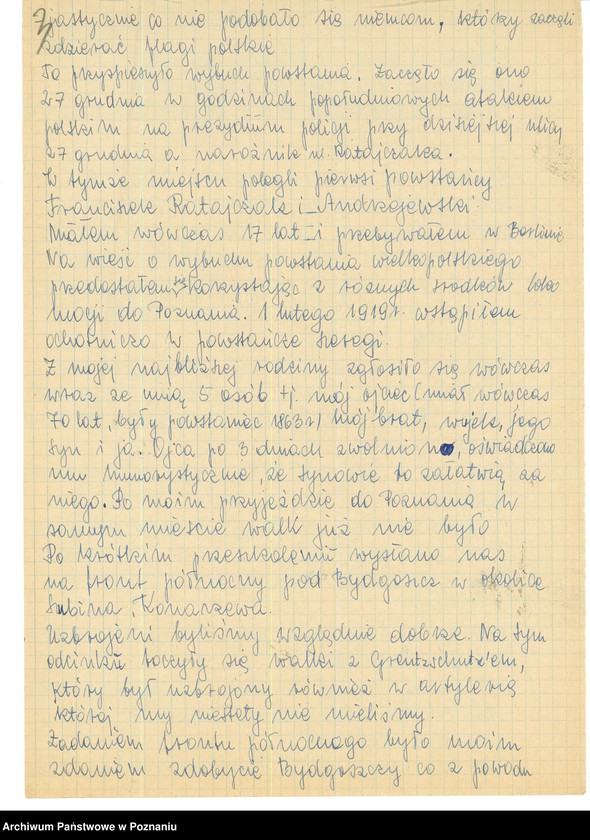 Obraz 13 z jednostki "Relacje i wspomnienia dotyczące powstania wielkopolskiego: 1. Poznań, część ll /autorzy relacji od G - M/."